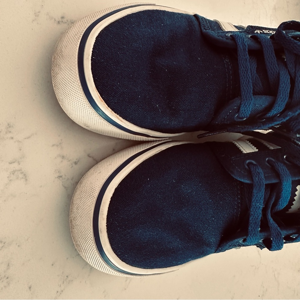 adidas Navy Canvas Sneakers with White Soles